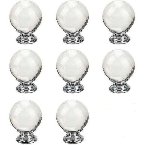 8pcs Ball Shaped Crystal Clear Glass Drawer Knobs For Kitchen Furniture Door Gift