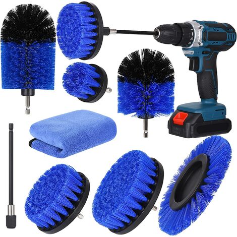 8PCS Cepillo de taladro para cepillo de limpieza de taladro Cepillo de llanta de automóvil Cepillo de limpieza de taladro eléctrico Limpieza de ruedas para llantas, azulejos, baera, ladrillos, azul