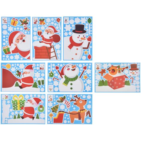8PCS Christmas Snowman Sticker DIY Window Glass Sticker PVC Decorative Sticker for Living Room