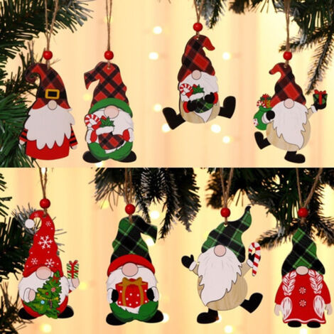 8pcs Christmas tree wooden gonk decorations
