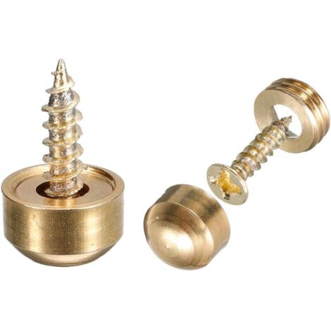 8pcs Décoratif Vis avec Capuchons, 9mm Dia Laiton Miroir Vis Miroir Fixation Vis Visser pour Miroirs Tables Meubles, Or