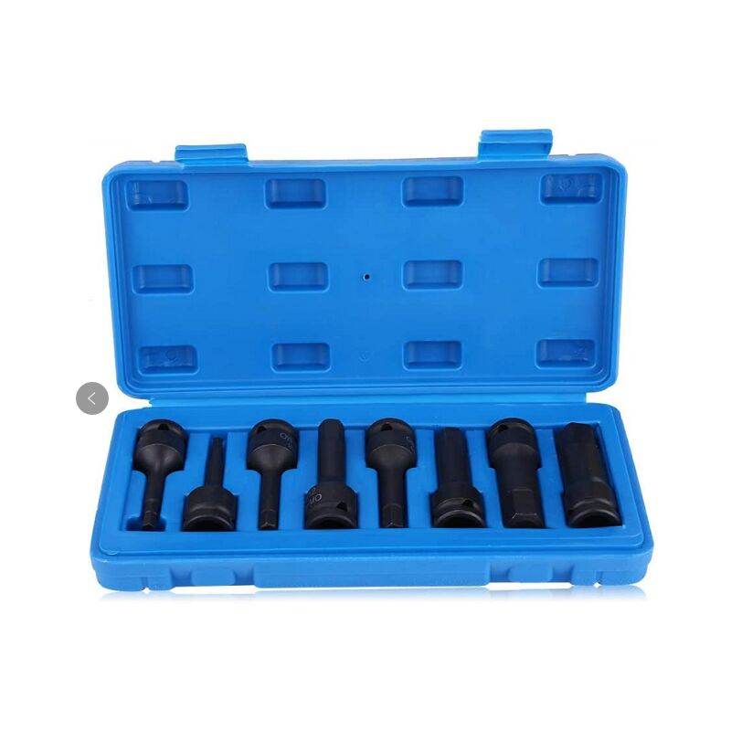 Grid Cool - 8Pcs Ensemble de Douille Hexagonale, Jeu d'embouts de prise d'air pneumatique pour clé hexagonale, Jeu d'embouts universels à douille