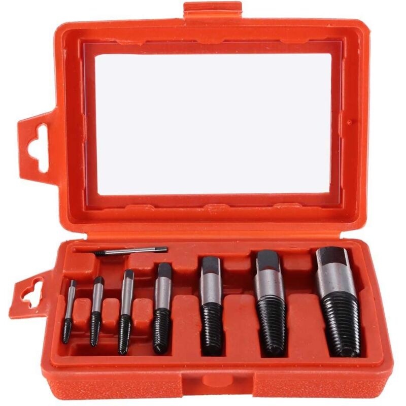 Jusch - 8pcs Extracteurs de Vis Endommagés Extracteurs de Goujons en Acier pour Vis Boulon Endommagés Cassés avec Boîte de Rangement