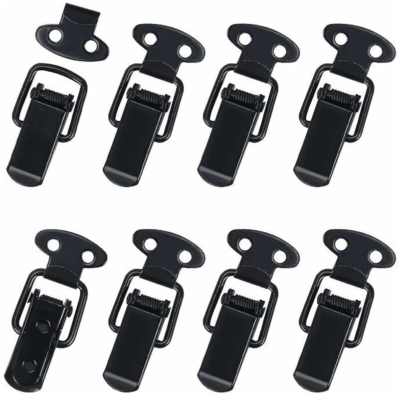 8Pcs Fermeture à Levier Fermeture à Ressort Loquet à Bascule en Métal Noir