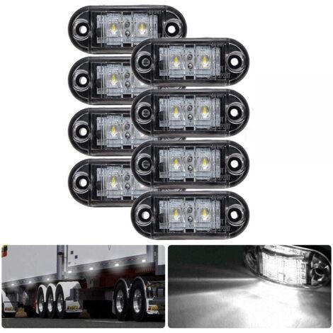 8pcs Feux de position latéraux 12V / 24V Feux de remorque Indicateur universel de feux de position LED Feux arrière avant pour camion Remorque Van Caravane Camion Voiture Bus, Blanc