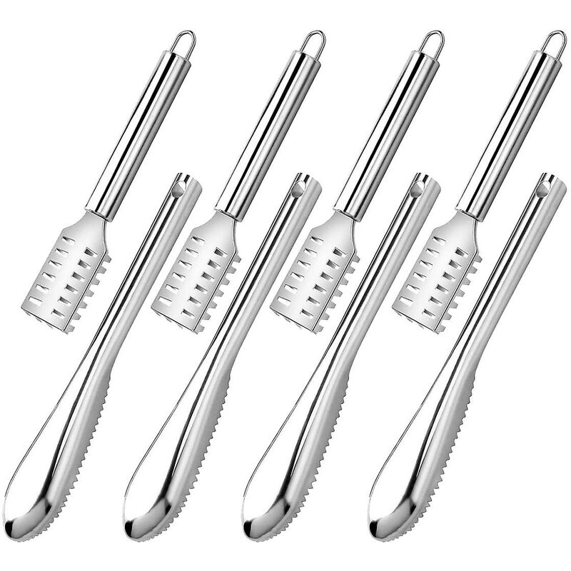 Image of 8pcs Fish Scale Remover Tool, Fish Scale Brush with Stainless Steel Fish Scale Remover Tool for Cleaning Scratches