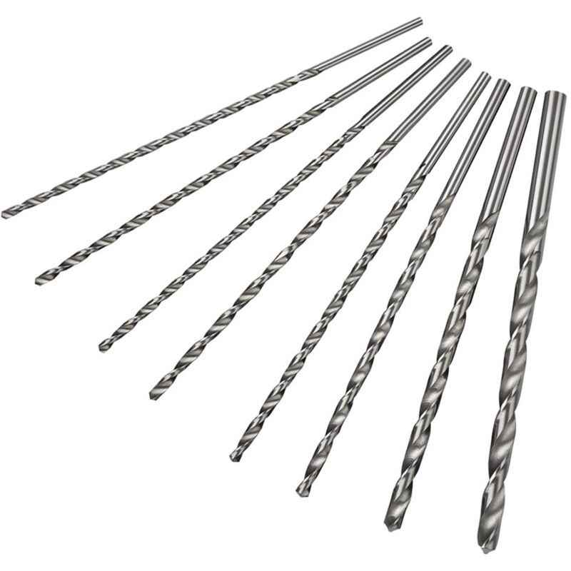 8Pcs Forets Hélicoïdaux HSS Foret à Queue Directe 200mm Forets Hexagonaux en Acier Rapide pour Bois Métal Plastique, Foret HSS Foret à Grande