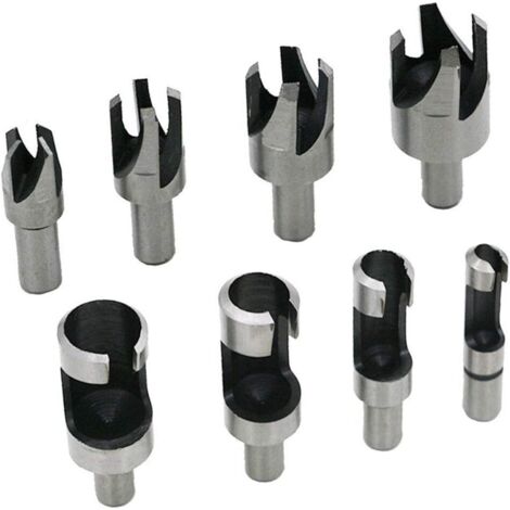 8PCS fraise à bouchonner bois outil de coupe bois mèches des bouchons wood plug cutter drill bits 6mm /10mm/13mm/16mm, avec forets coniques et forets griffes