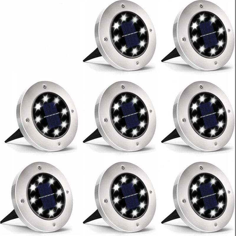 

8pcs girasol LED luz subterránea luz blanca luz solar césped luz paisaje luz