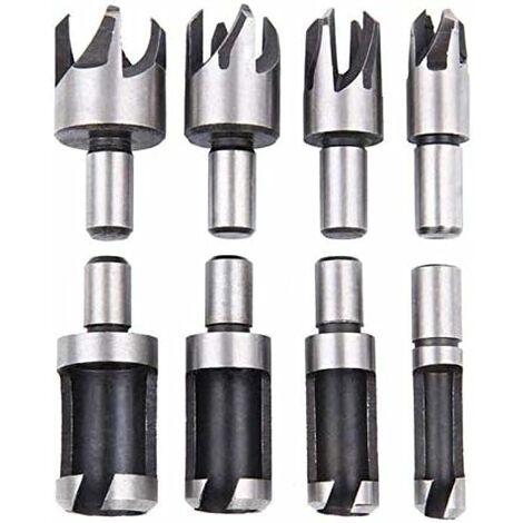4pc Wood Plug Cutter Dowel Maker Cutting Drill Bit Tools 5/8 1/2 1/4 3/8