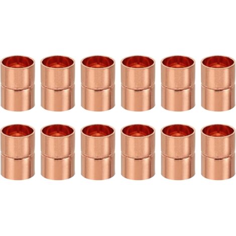 8pcs Manchons à Souder en Cuivre, 6.35mm Raccords de Couplage Tuyau, Raccord Tuyauterie Droit pour Raccordements Plomberie HVAC Climatisation Chauffage Réseaux, Épaisseur 0.8mm - 1/2 pouce
