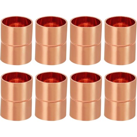 8pcs Manchons à Souder en Cuivre, 6.35mm Raccords de Couplage Tuyau, Raccord Tuyauterie Droit pour Raccordements Plomberie HVAC Climatisation Chauffage Réseaux, Épaisseur 0.8mm - 3/4 pouce
