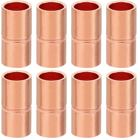 8pcs Manchons à Souder en Cuivre, 6.35mm Raccords de Couplage Tuyau, Raccord Tuyauterie Droit pour Raccordements Plomberie HVAC Climatisation Chauffage Réseaux, Épaisseur 0.8mm - 5/16 pouce