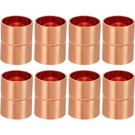 8pcs Manchons à Souder en Cuivre, 6.35mm Raccords de Couplage Tuyau, Raccord Tuyauterie Droit pour Raccordements Plomberie HVAC Climatisation Chauffage Réseaux, Épaisseur 0.8mm - 7/8 pouce