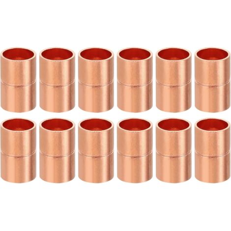 8pcs Manchons à Souder en Cuivre, 6.35mm Raccords de Couplage Tuyau, Raccord Tuyauterie Droit pour Raccordements Plomberie HVAC Climatisation Chauffage Réseaux, Épaisseur 0.8mm - 9,52 mm / 3/8"