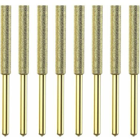 8Pcs Meches De Tronconneuse Affuteuse Diamantee Plaquee Titane Lime De Tronconneuse Electrique Haute Durete - 4Mm