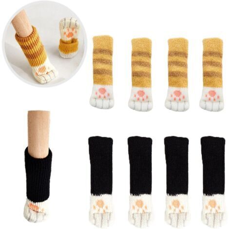 8pcs Meubles Jambes Housse de Chaussettes Mignon Cat Leg Design Haute élasticité antidérapant Tapis de Protection du Sol