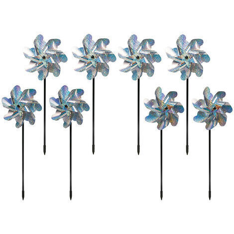 8Pcs Oiseau Repulsif Roulades Sparkly Holographic Pin Roue Spinners Effaroucher Les Oiseaux Et Ravageurs