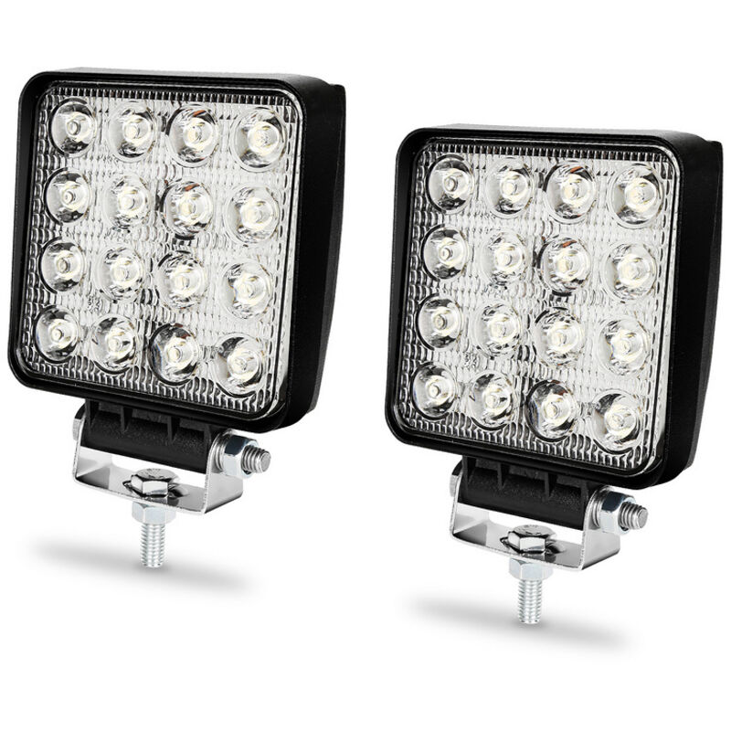 Phare de Travail LED 48W LED Phare Travail Projecteur FeuPCS Antibrouillard pour Voiture Camion UTV SUV Offroad Tracteur Bateau 2PCS