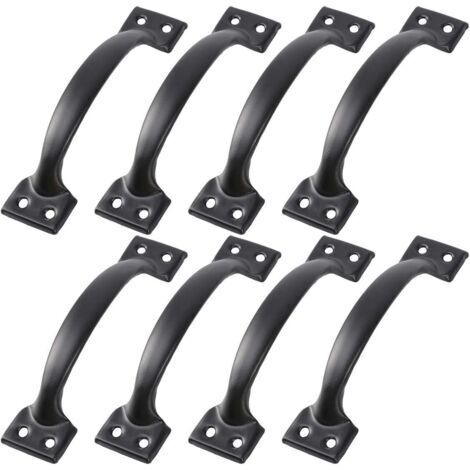 8pcs poignées de Porte de Grange Noire Porte poignées pour clôtures en Bois poignée de Meuble Vintage pour armoires de Cuisine tiroir matériel de tiroir (Noir)