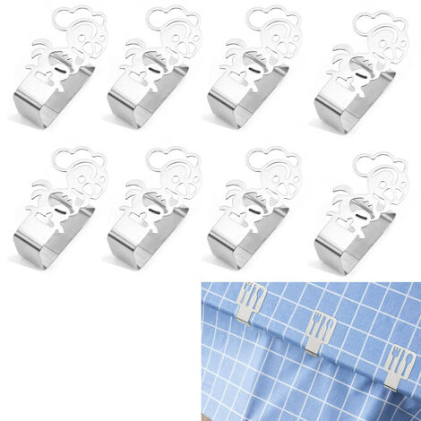 LOVEXIU Clip Nappe 4CM, Pince Nappe de Table 12 PCS, Clip Nappe Table  Réglable, Nappe Clips Acier Inoxydable,Nappe Table de Jardin, Clip Table  Nappe