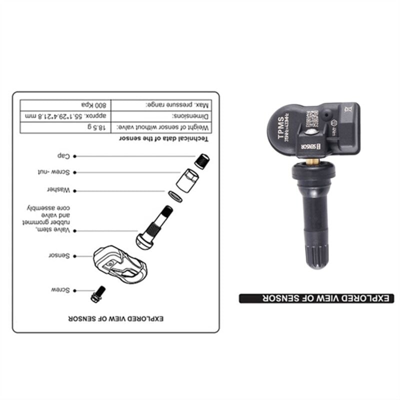 Image of Tlily - 8Pcs Programmierbare mx Sensor 315MHZ + 433MHz 2 in 1 Reifen Druck