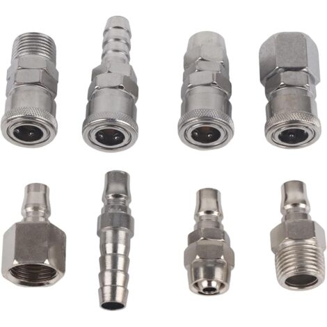 8pcs Raccord Rapide 1/2" BSP Connecteurs Pneumatiques Pour Compresseur Air Tuyaux Coupleur Filetage Mâle Femelle -