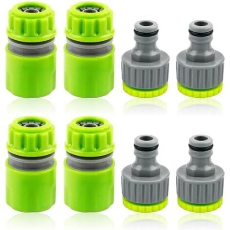 8pcs Raccords Tuyau d'Arrosage, Raccord Robinet Universel Fileté Femelle, 4pcs Rapides 1/2 Pouce et 4 Connecteurs de 2 en 1 3/4 Pouce, Voiture Bricolage -