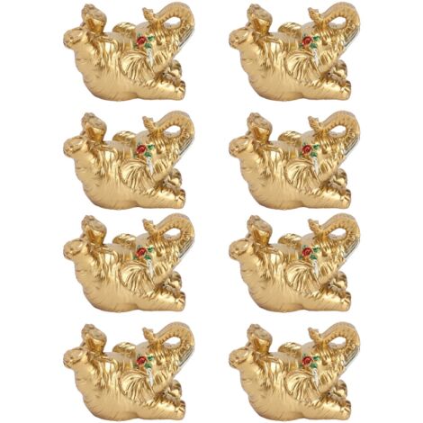 8Pcs Resin Elephant Statue Decor Innovative Home Table Decoration Ornament Birthday Gift Gold