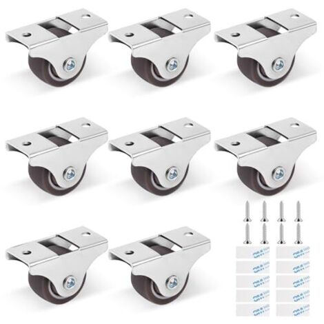 8pcs Roulettes Pivotantes Pour Meubles avec Vis, Roulettes pour Meubles, roulettes en caoutchouc 25 mm pour meubles, Roulette Sans Traces au Sol pour Chariotpour appareils et équipements