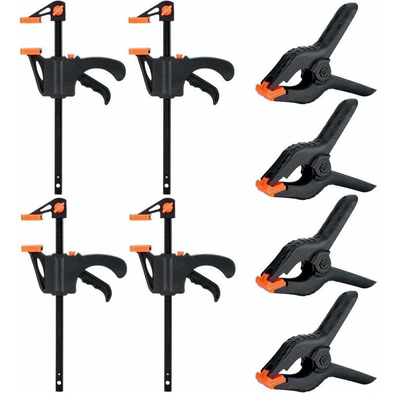 8Pcs Serres Joints Rapide Serre Joint en Forme Pince Ressort Pince de Barre Rapides à Cliquet de Serrage pour Boiseries et D'artisanat Opération à