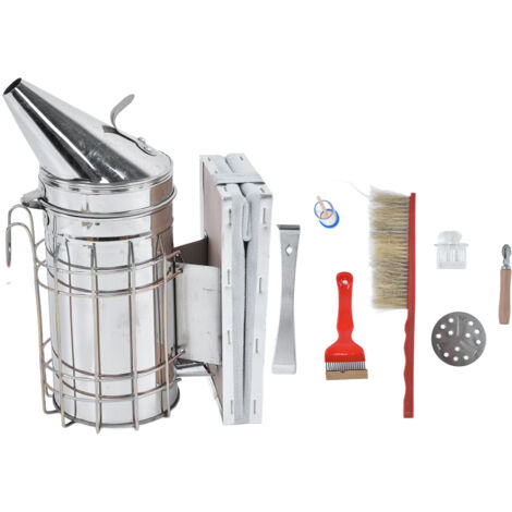 8Pcs/Set Beekeeping Kit Bee Brush Scraper Frame Clip Wire Embedder Beehive Smoker Queen Bee Cage Uncapping Tool