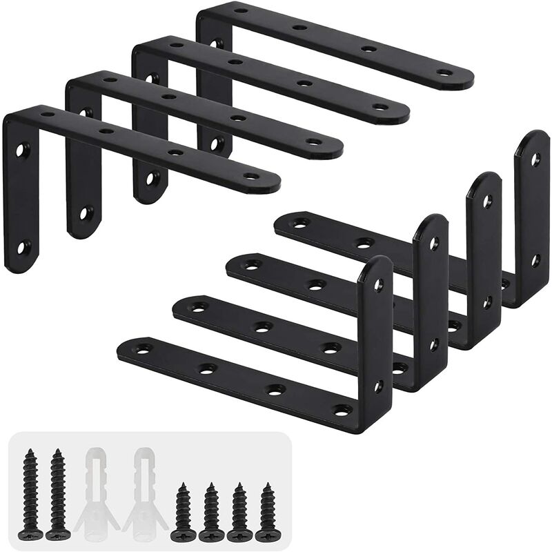 

8Pcs Soporte Soporte de estante de pared Soporte de estante de pared Soporte en forma de L Fijación para estante Deco Cocina Muebles de dormitorio
