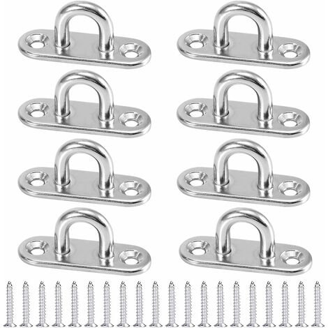 Stainless Steel Hook (6pcs) - Heavy Duty Wall Bracket - U-shape Metal Hooks  With 2 Holes Holds Up To 40 Kg Weight, Screw-on Wall Hooks Screw-on Coat H
