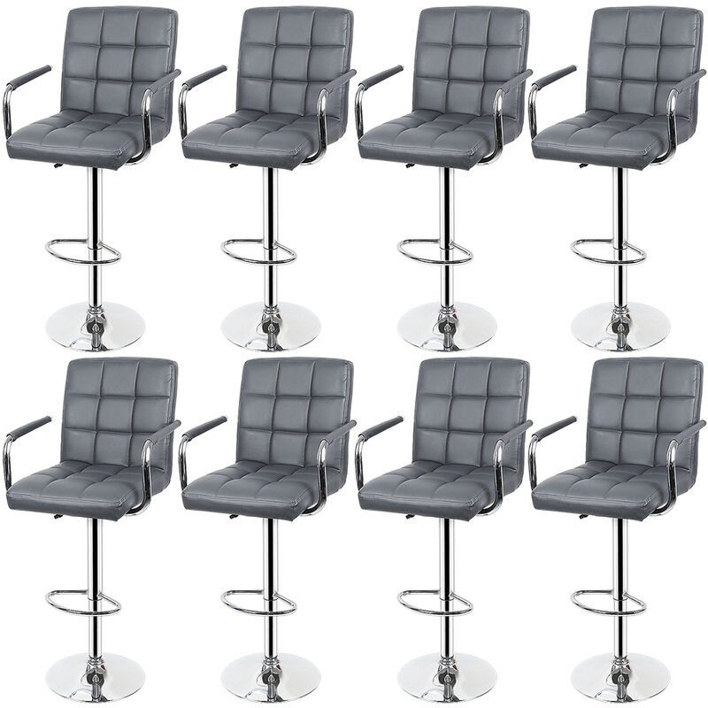 

8pcs Taburetes de bar,asiento de cocina regulable gris