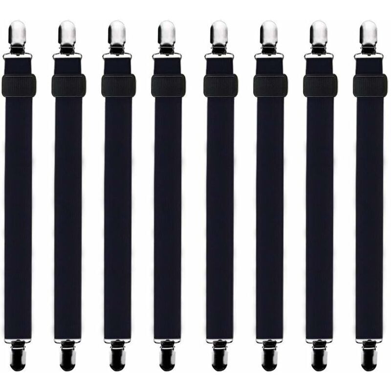 Frixovel - 8Pcs Tendeur Drap Housse Lit Drap Réglable,Tendeurs de Maintien,Convient à Tous Lits et Matelas,noir
