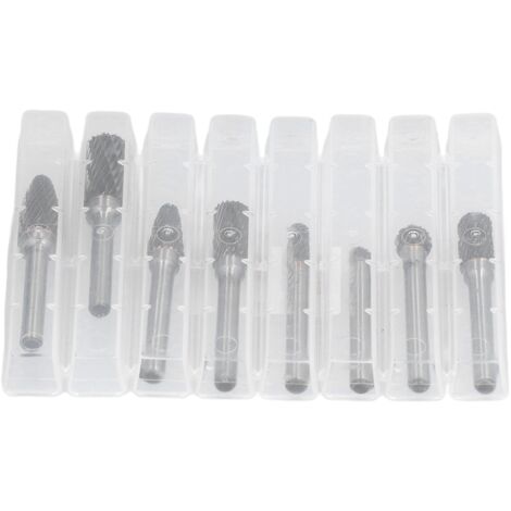 8pcs Tungsten Carbide Burr Bits Dia 6mm Rotary File Set for Wood Carving Metal Working