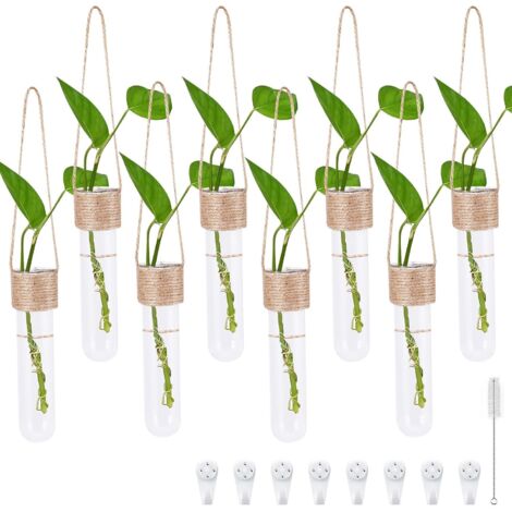 8Pcs Vase Décoratif en Forme de Tube à Essai, Vase en Verre à Suspendre, Bouteille Suspendue, Vases Créatif en Verre à Suspendre, Vases Suspendu, pour Plantes Hydroponiques
