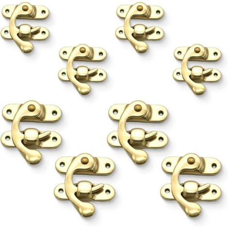 8Pcs Verrous vintage antique gaufrage Moraillon Loquet Serrure Fermoir avec vis pour décoratifs Cabinet armoire Boîte à bijoux