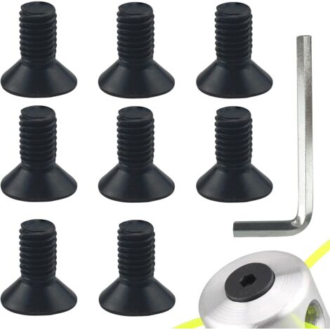 8pcs Vis Tête De Coupe Nylon Aluminium Clé Hexagonale Débroussailleuse Gauche