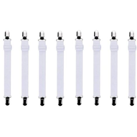 8Pcs【50-180cm】Tendeur Drap Housse Lit Drap Réglable,Tendeurs de Maintien,Convient à Tous Lits et Matelas（Blanc）