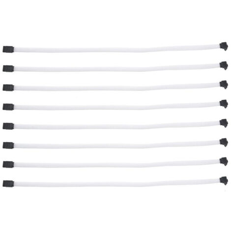 8pièces 50CM 3.0 III SATA3 Cable de Donnees A 7 Broches SSD A Angle Droit 6Gb / S Cordon de Donnees pour Disque Dur avec Gaine en Nylon (Blanc)