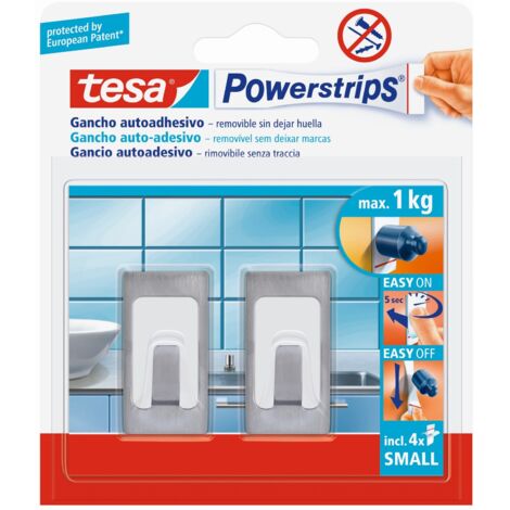 8PZ TESA POWERSTRIPS 2 GANCI AUTOAD. IN METALLO