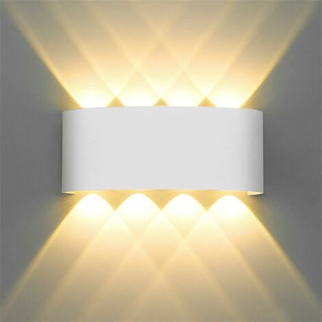 8W LED-Wandleuchte 8-köpfig weiß Außenwandleuchte IP65 moderne Up/Down-Effekt wasserdicht Badezimmer Licht (warmweiß) LITZEE