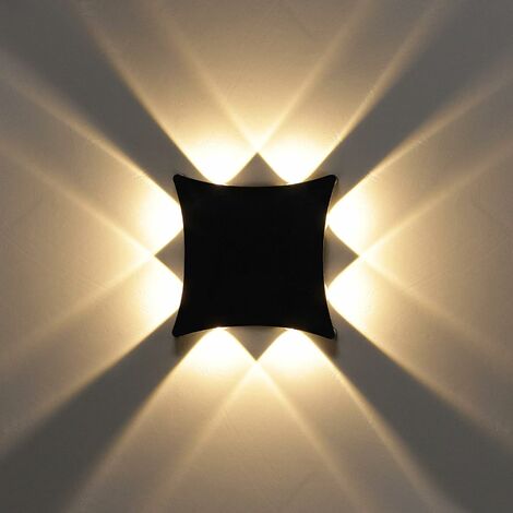 8W Modern Wandlampe LED Wandleuchte Up Down Wasserdicht IP65 Aluminium LED Wandbeleuchtung Innen Außen für Badezimmer Schlafzimmer Wohnzimmer Treppen Flur Korridor Eingang （Schwarz - Warmes Weiß）[Ener