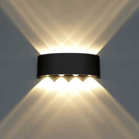 8W Moderne LED-Innenwandleuchte aus Aluminium, schwarze LED-Wandleuchte für Schlafzimmer, Flur, Wohnzimmer (Warmweiß)