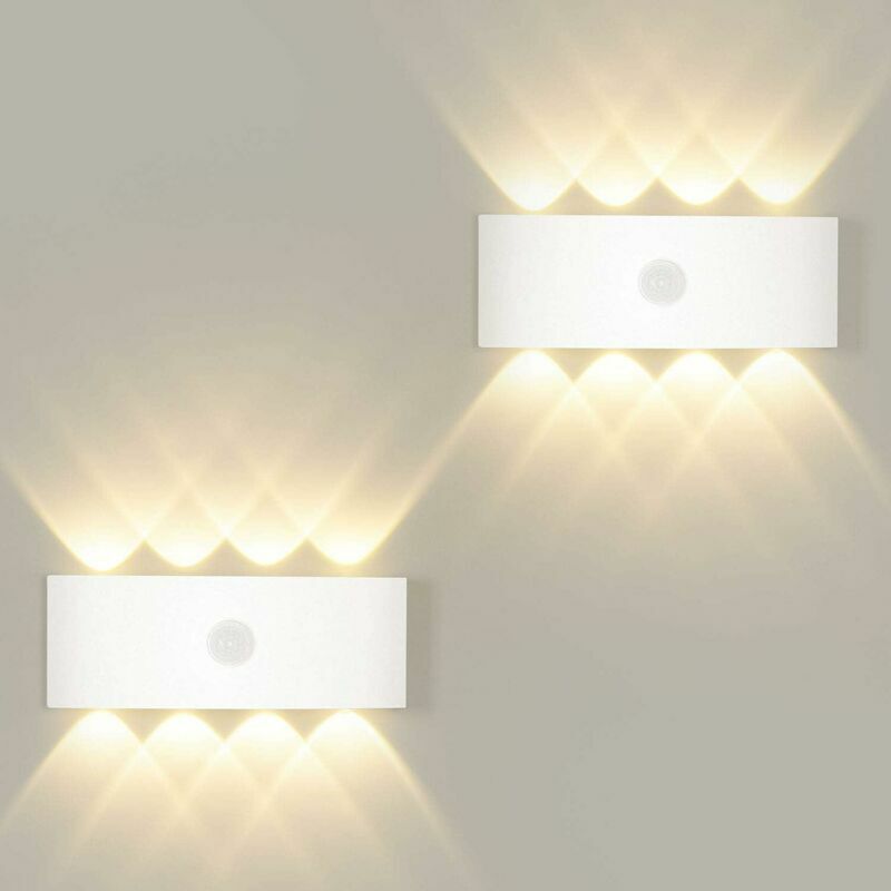 8W Wall Lamp with Motion Detector, Automatic On and Off Wall Lamp Warm White 3000K, Wall Lamp Lighting Sensor for Outdoor/Indoor IP65