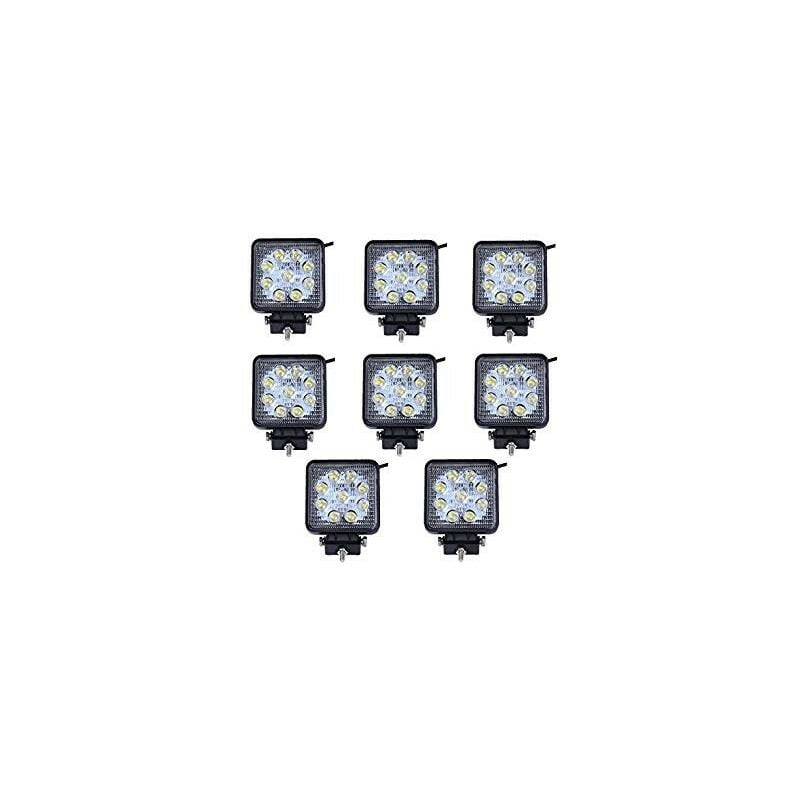 8x 27W Square Led Spotlight Working 9 Led 3W Depth Auto Boat