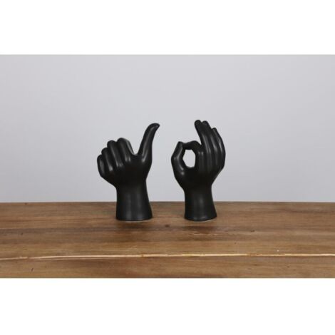 8x BURI Figuren Hand Weiß Schwarz Keramik Dekoration Haushalt Regal Tisch Innen