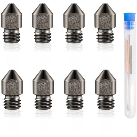 8x BUSE POUR IMPRIMANTE 3D 0,4 mm MK8 M6 ACIER Makerbot Creality Ender + NETTOYANTS